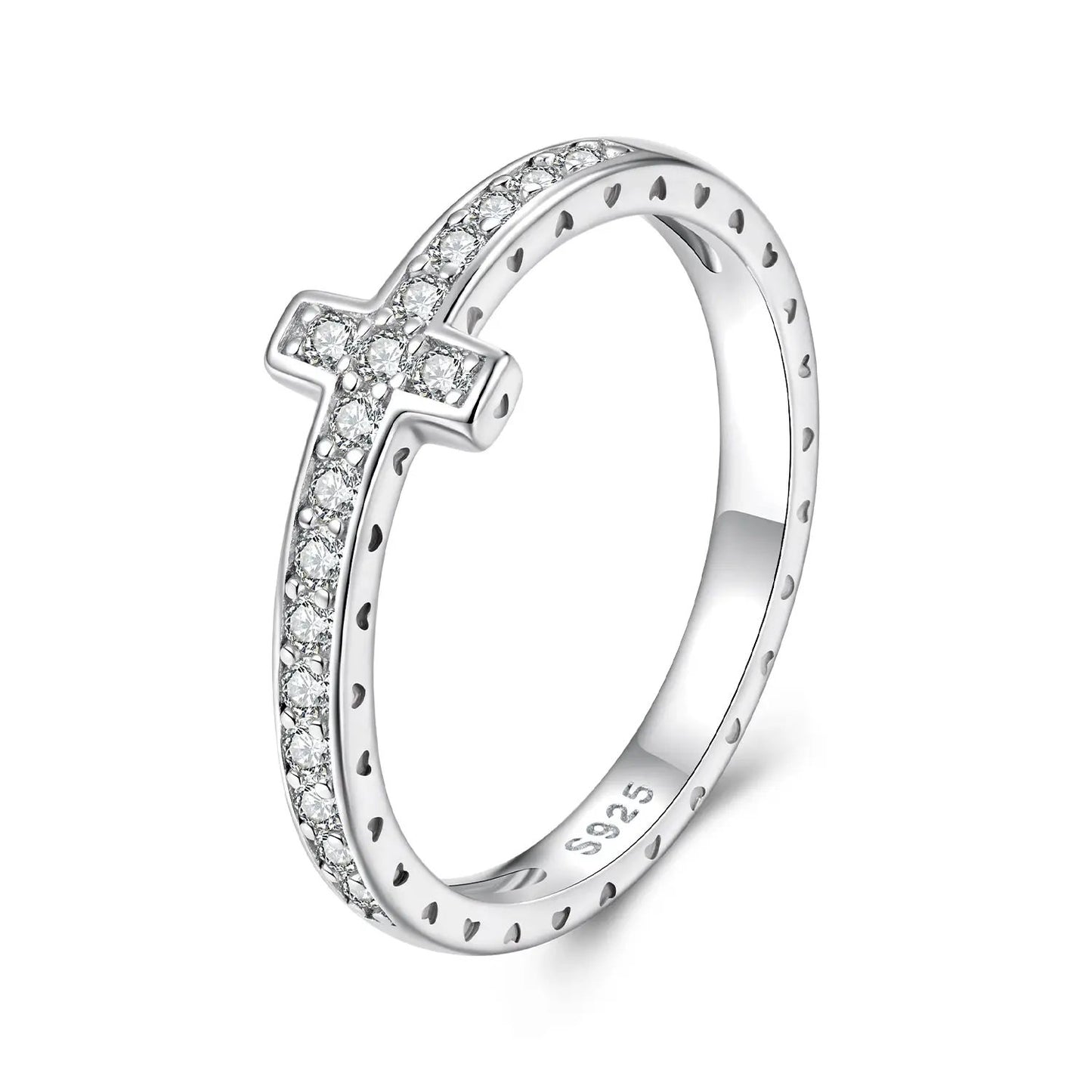 925 Sterling Silver Moissanite Ring size 6 with cross design and pavé diamonds by Bids.com on Tampa Home & Garden Store