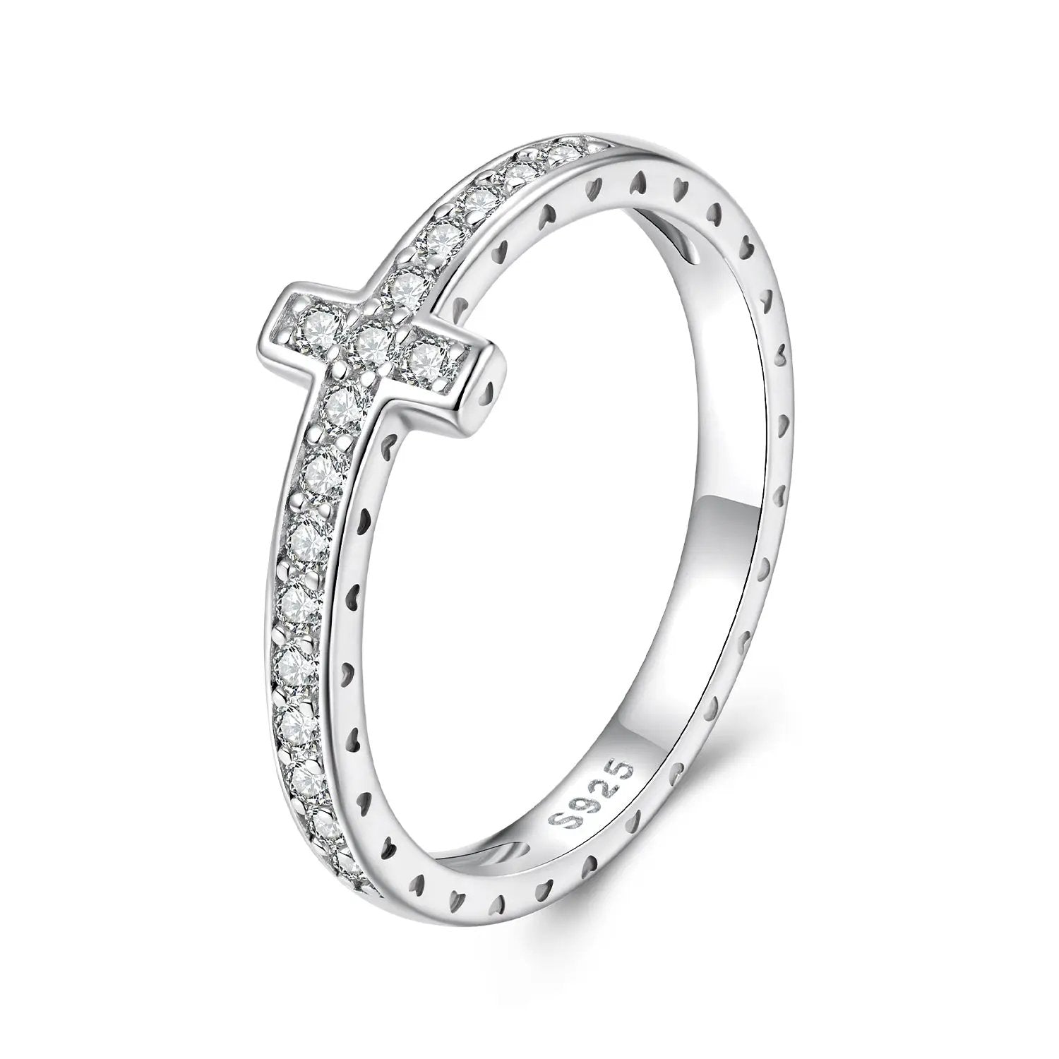 925 Sterling Silver Moissanite Ring size 6 with cross design and pavé diamonds by Bids.com on Tampa Home & Garden Store
