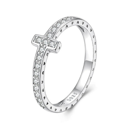 925 Sterling Silver Moissanite Ring size 6 with cross design and pavé diamonds by Bids.com on Tampa Home & Garden Store