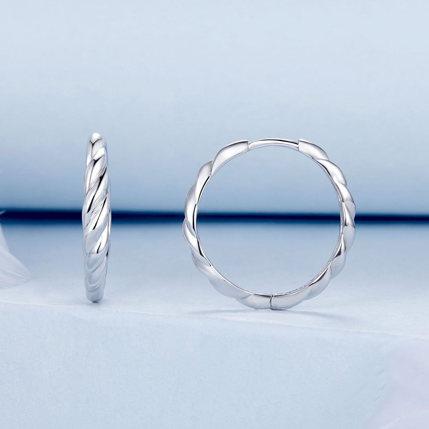 Earrings twisted hoop 11x3mm, 925 Sterling Silver Plated White Gold, Bids.com on Tampa Home & Garden Store