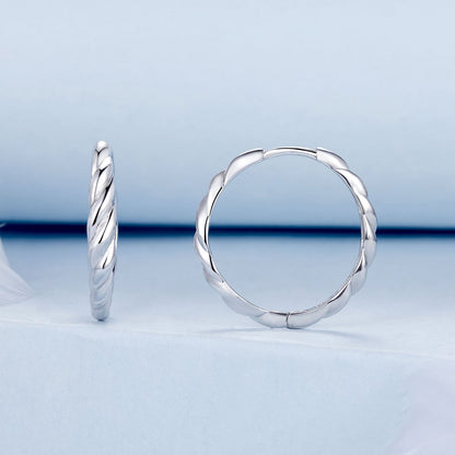 Earrings twisted hoop 11x3mm, 925 Sterling Silver Plated White Gold, Bids.com on Tampa Home & Garden Store