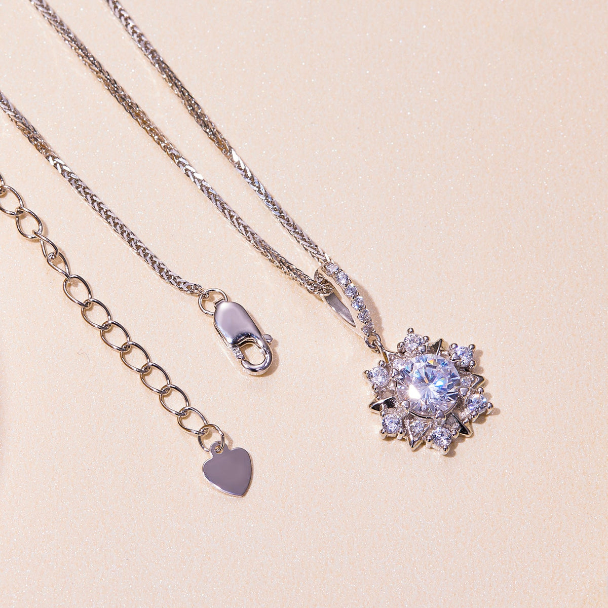 925 Sterling Silver Moissanite Necklace with Pavé Setting platinum plated by Bids.com on Tampa Home & Garden Store