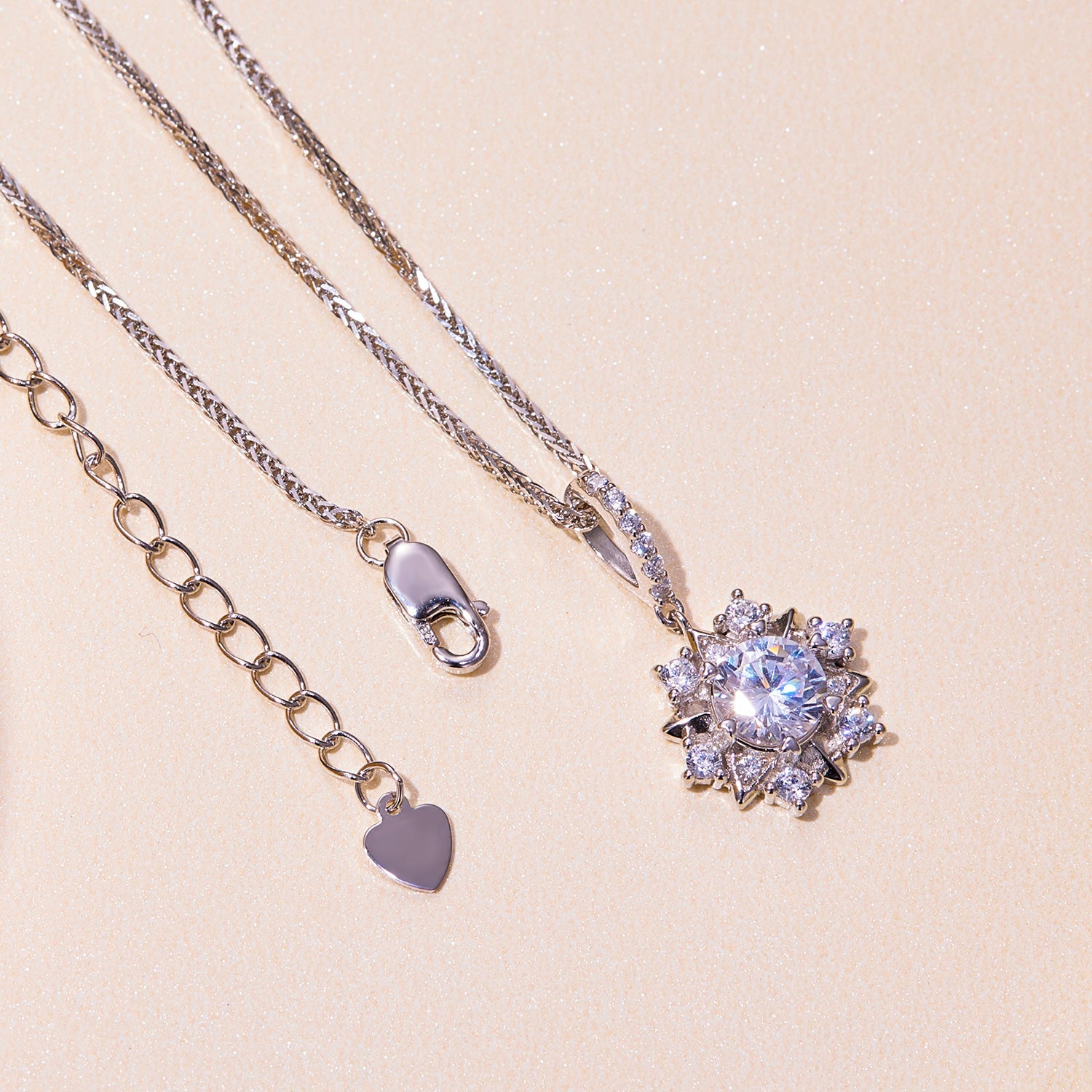 925 Sterling Silver Moissanite Necklace with Pavé Setting platinum plated by Bids.com on Tampa Home & Garden Store