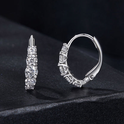 925 Sterling Silver Moissanite Earrings set: drop four-stone and heart-hoop pair on Tampa Home & Garden Store