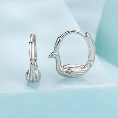 Earrings 925 Sterling Silver Plated White Gold Hoop with swan design by Bids.com on Tampa Home & Garden Store