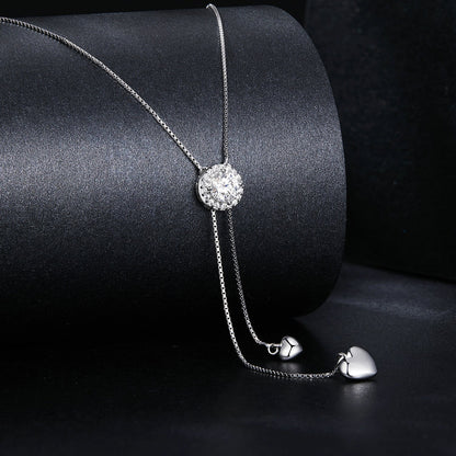 Moissanite halo pendant necklace in 925 silver, pavé setting, white gold tone, 450mm length on Tampa Home & Garden Store