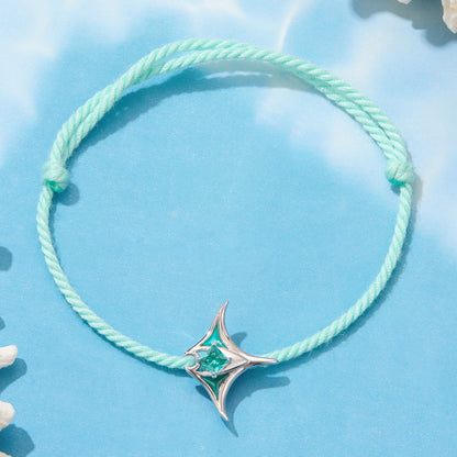 Bracelet 925 sterling silver adjustable mint-green cord with turquoise enamel pendant on Tampa Home & Garden Store
