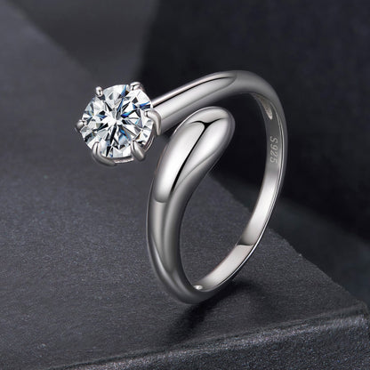 Moissanite ring, 925 sterling silver, 1ct round center stone in a six-prong setting for women on Tampa Home & Garden Store