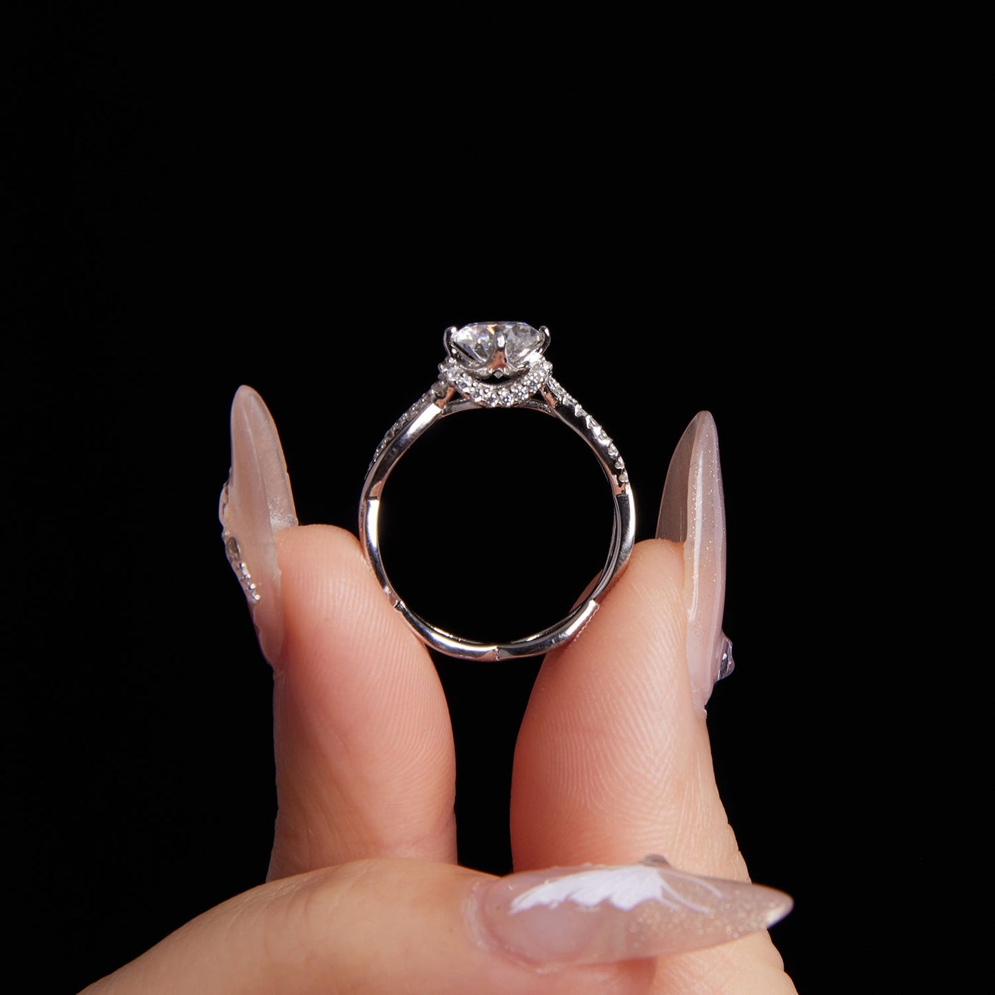 925 Sterling Silver Moissanite Ring in size 7 with pavé setting for women on Tampa Home & Garden Store