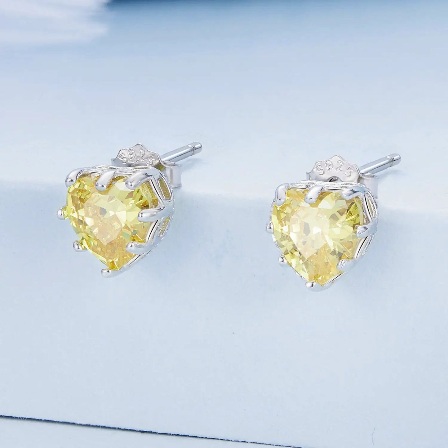 925 sterling silver earrings with pear-cut yellow CZ in pavé prong setting (pair) on Tampa Home & Garden Store