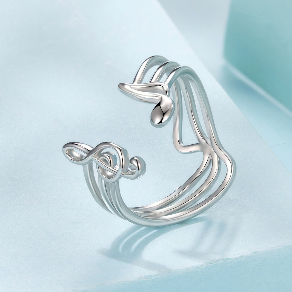 925 Sterling Silver Plated White Gold adjustable ring with multiband curved design by Bids.com on Tampa Home & Garden Store
