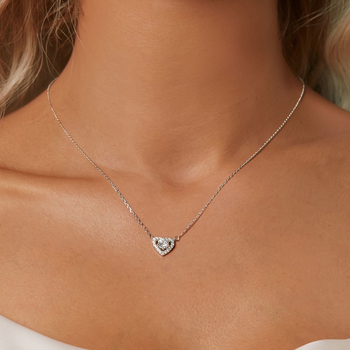 925 sterling silver moissanite CZ heart pendant necklace 0.5ct for women on Tampa Home & Garden Store