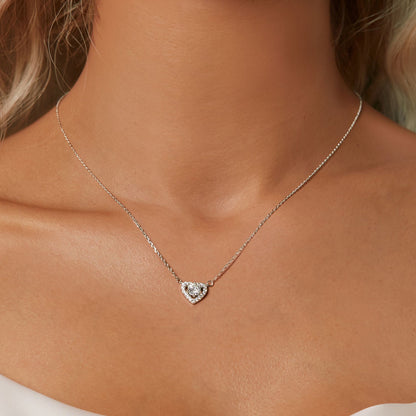 925 sterling silver moissanite CZ heart pendant necklace 0.5ct for women on Tampa Home & Garden Store