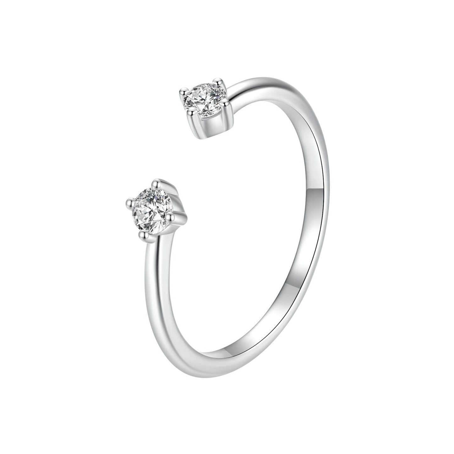 925 Sterling Silver Moissanite Ring size E for Women by Bids.com with dual prong-set stones on Tampa Home & Garden Store
