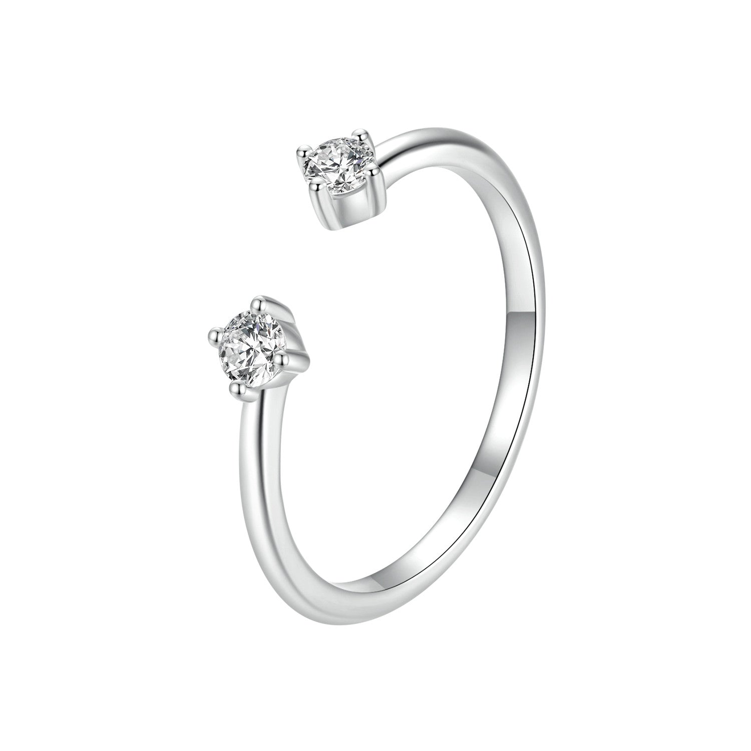 925 Sterling Silver Moissanite Ring size E for Women by Bids.com with dual prong-set stones on Tampa Home & Garden Store