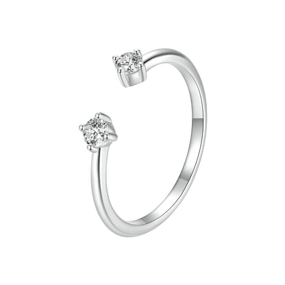 925 Sterling Silver Moissanite Ring size E for Women by Bids.com with dual prong-set stones on Tampa Home & Garden Store