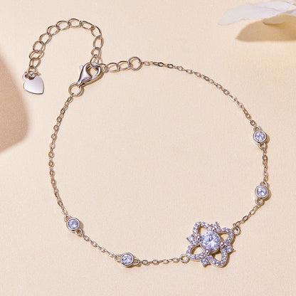 Bracelet S925 Sterling Silver 0.5ct Moissanite crown centerpiece with extender 16cm+5cm for Women on Tampa Home & Garden Store