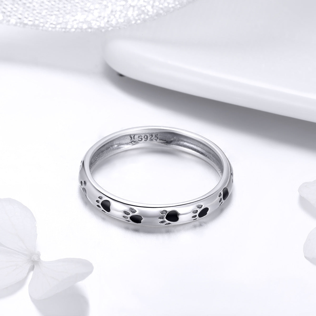 925 Sterling Silver Ring for Women with paw print cutouts, size 5, 0.3cm width, Bids.com on Tampa Home & Garden Store