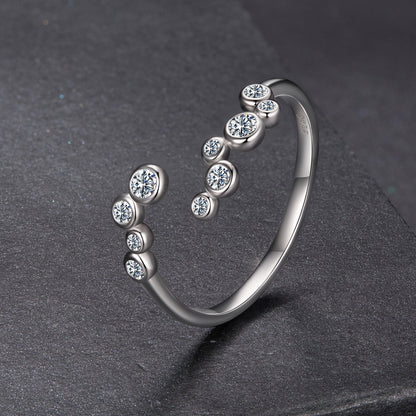 Ring 925 Sterling Silver Moissanite 0.06ct, size E with stones on spiral band by Bids.com on Tampa Home & Garden Store
