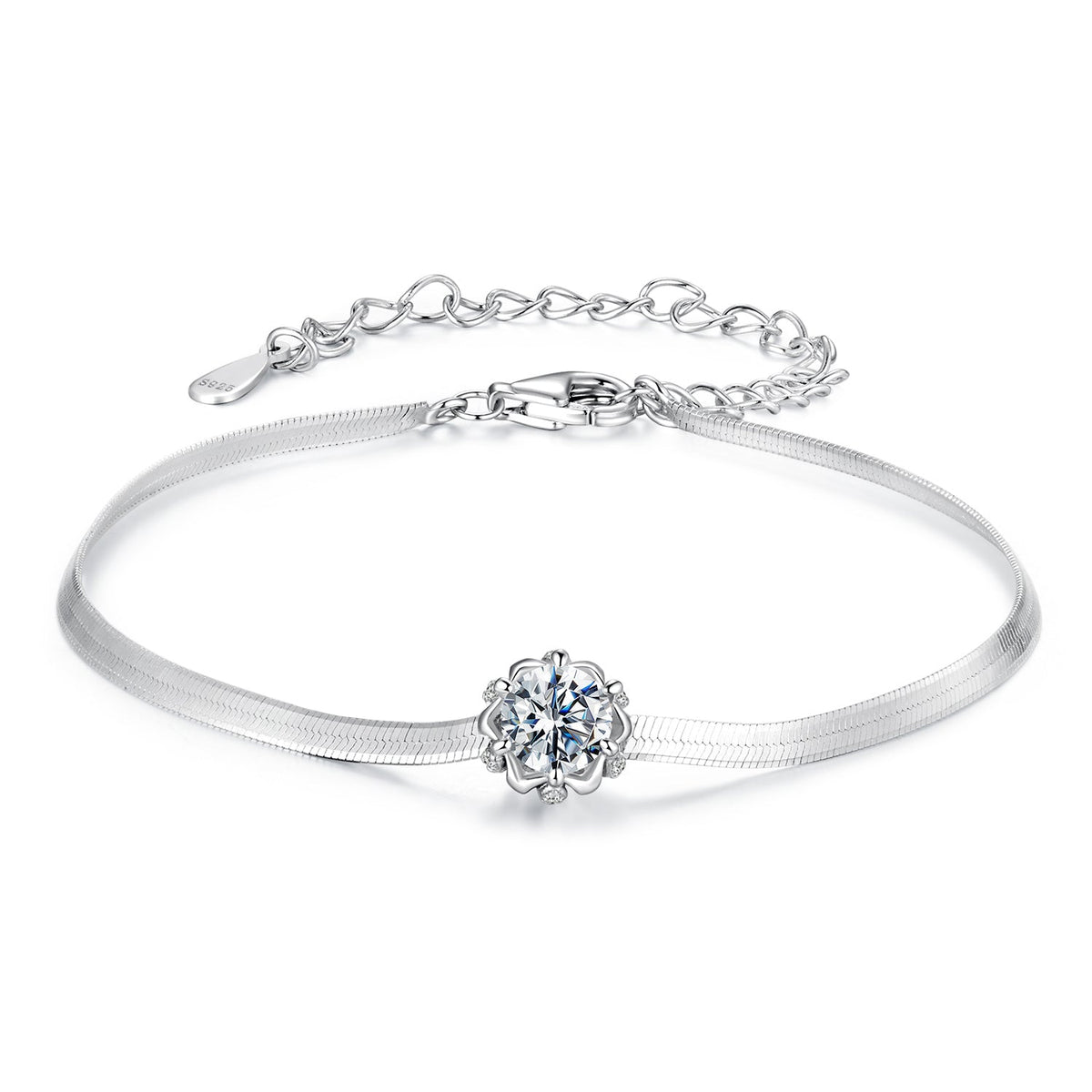 Bracelet 925 sterling silver moissanite 0.50ct pavé setting and white gold plating for women on Tampa Home & Garden Store