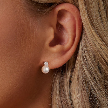 925 Sterling Silver Moissanite 0.1ct Freshwater Pearl Drop Earrings on Tampa Home & Garden Store
