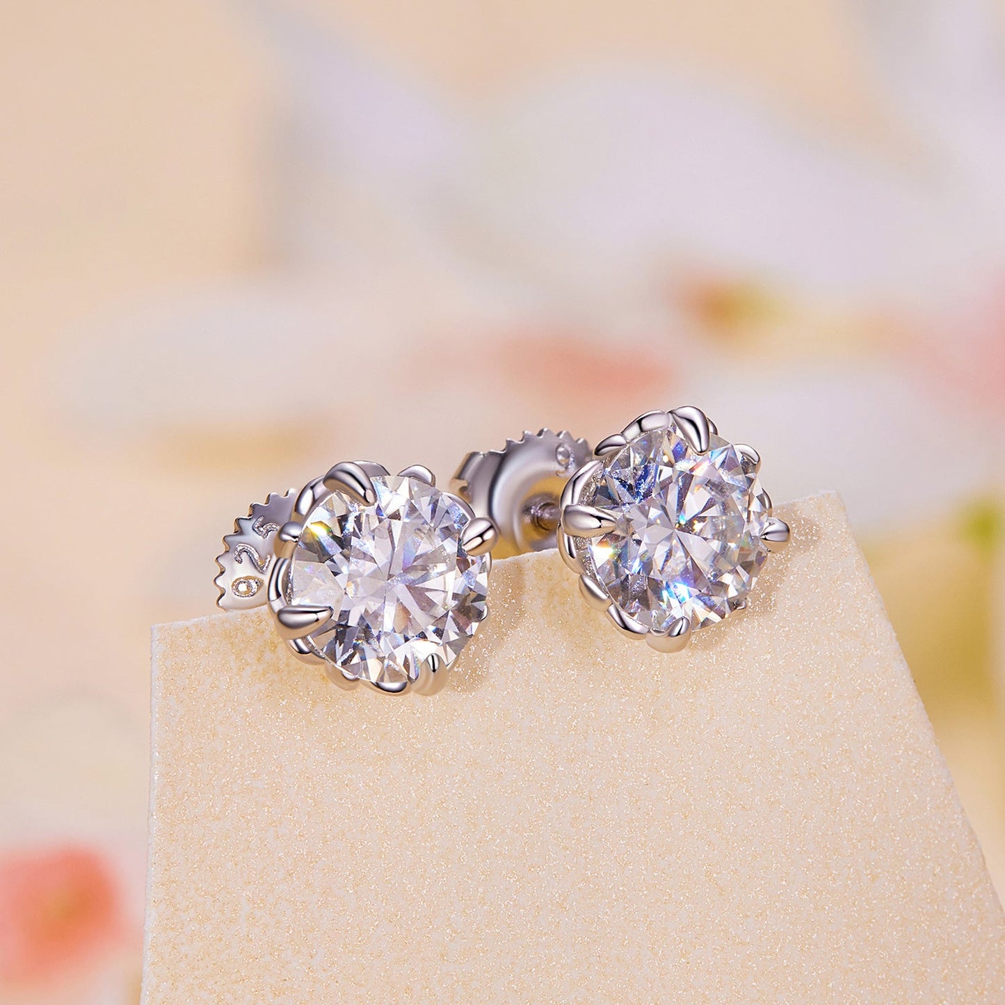 Sterling silver moissanite stud earrings 0.7cm Style L pair Bids.com on Tampa Home & Garden Store