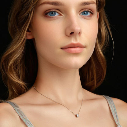 Sterling Silver Moissanite Necklace on slim white gold plated chain, 40+5cm on Tampa Home & Garden Store
