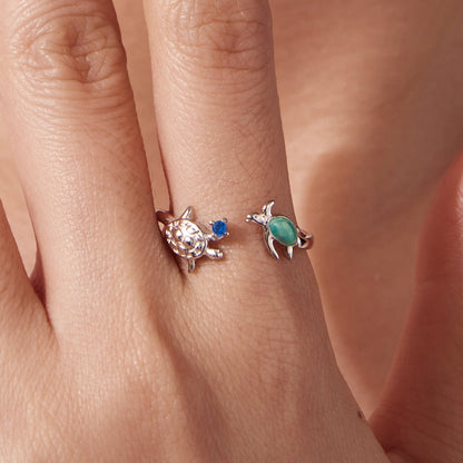 925 Silver Enamel White Gold Plated Ring