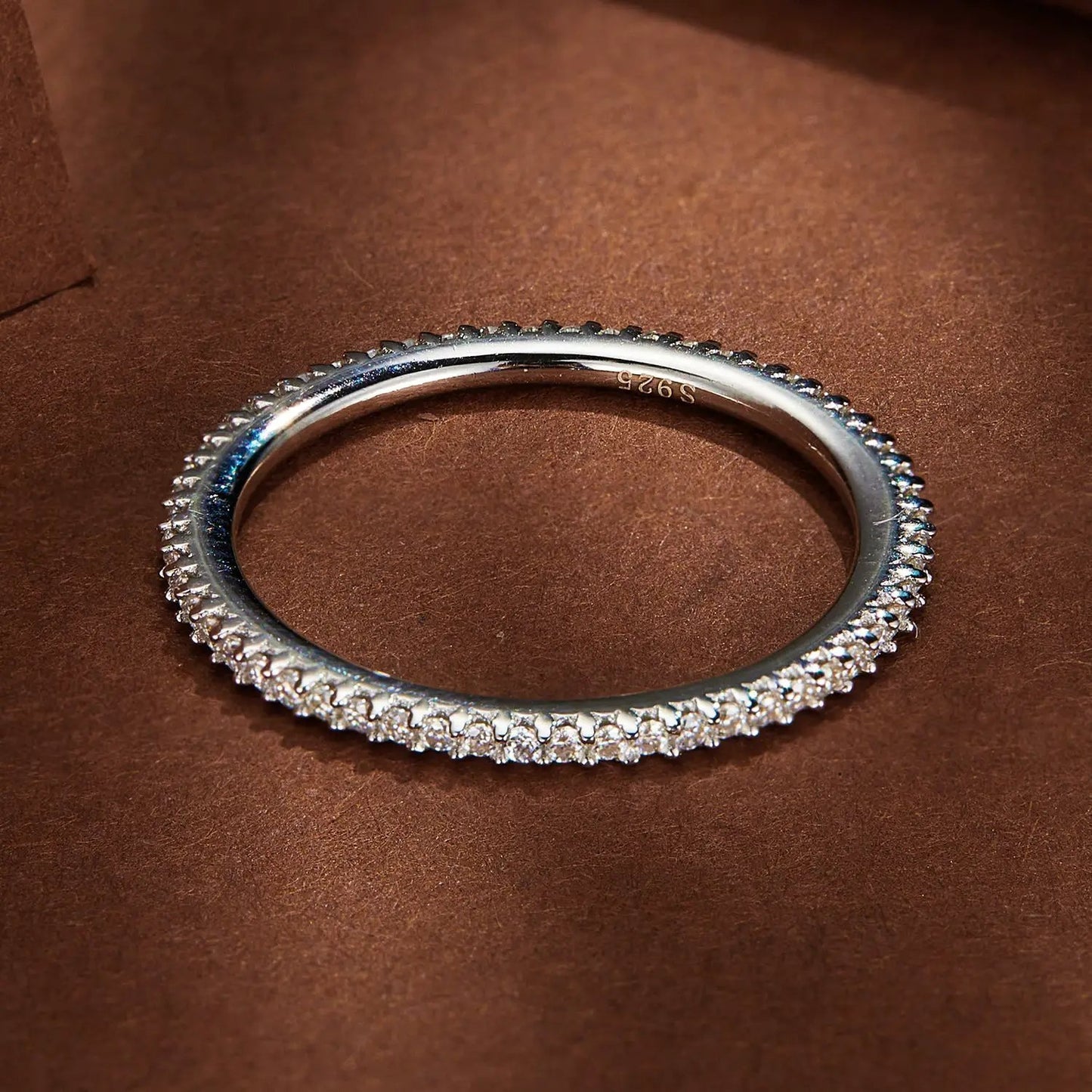 Sterling silver moissanite eternity ring with pavé stones, S925 stamp, size 6 by Bids.com on Tampa Home & Garden Store