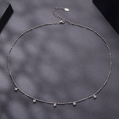 Sterling silver moissanite necklace with 0.10ct stones on a delicate beaded chain, 40+5cm on Tampa Home & Garden Store