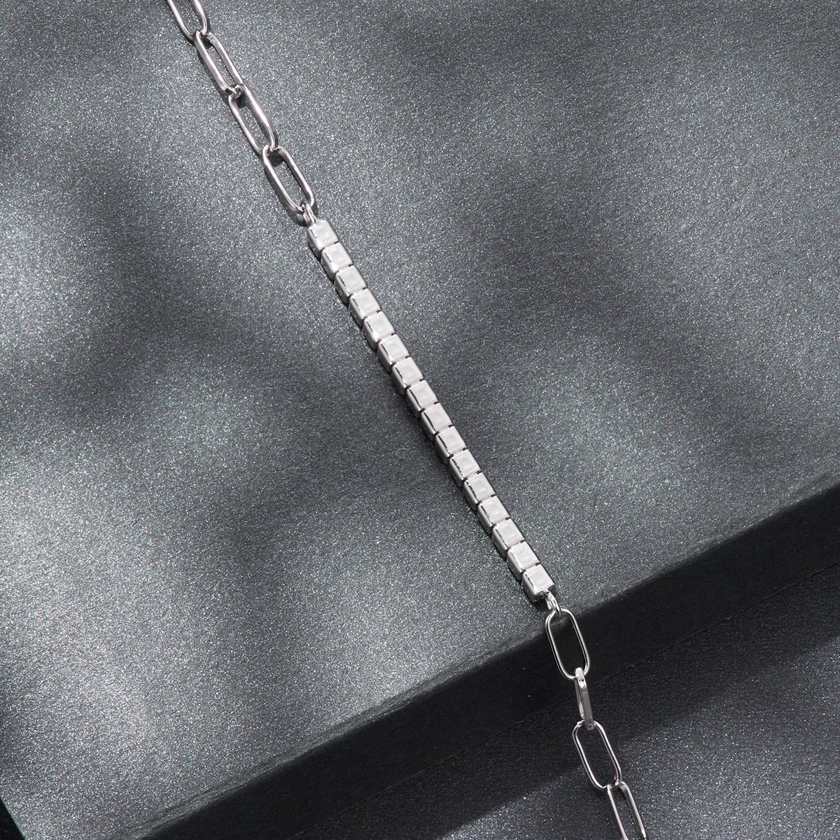 Bracelet 925 sterling silver with square cube link beads, 21cm length on Tampa Home & Garden Store