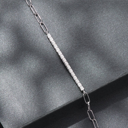 Bracelet 925 sterling silver with square cube link beads, 21cm length on Tampa Home & Garden Store