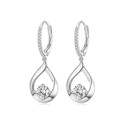 Sterling silver moissanite drop earrings with pavé hoop, 0.5ct pair, 30x11mm on Tampa Home & Garden Store