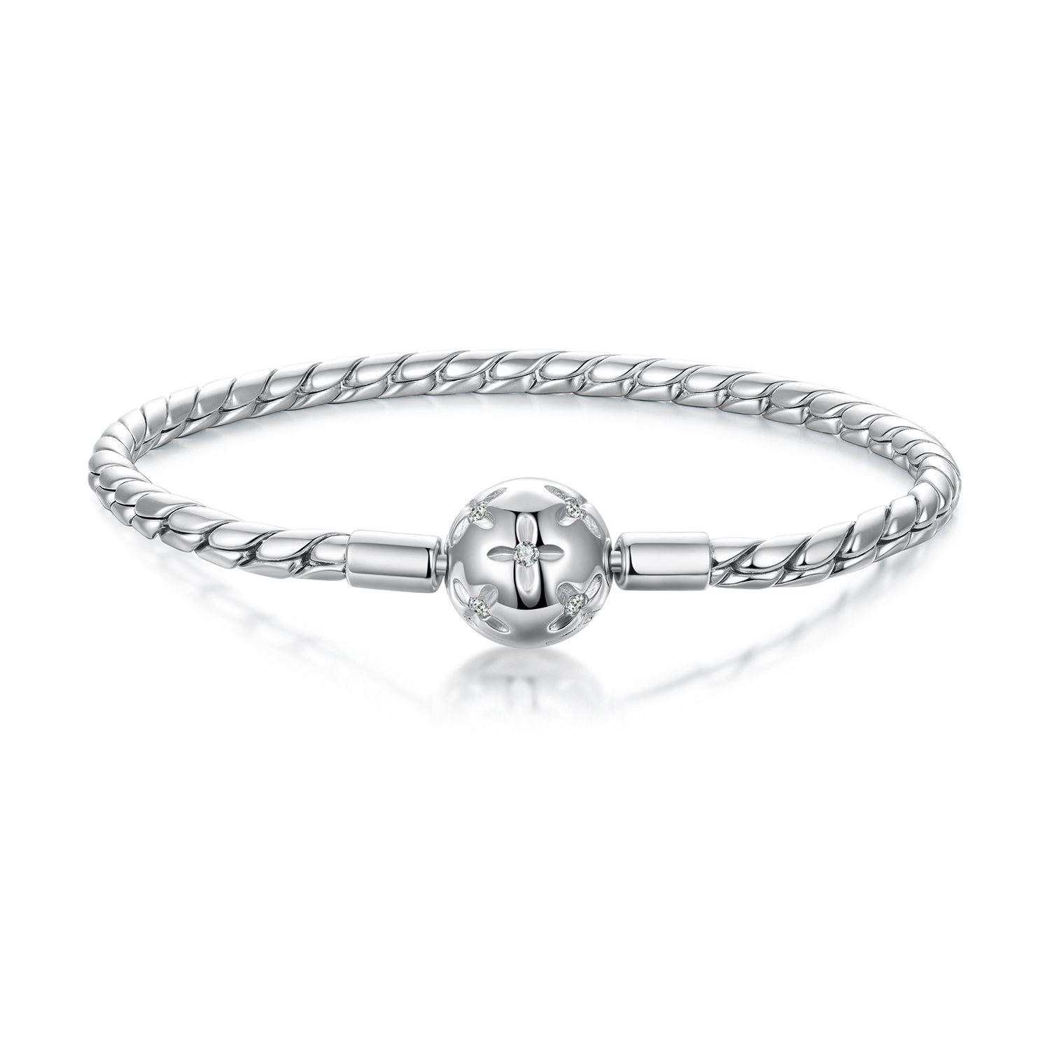 Bracelet 925 sterling silver white gold plated CZ pendant, twisted curb chain, Bids.com on Tampa Home & Garden Store
