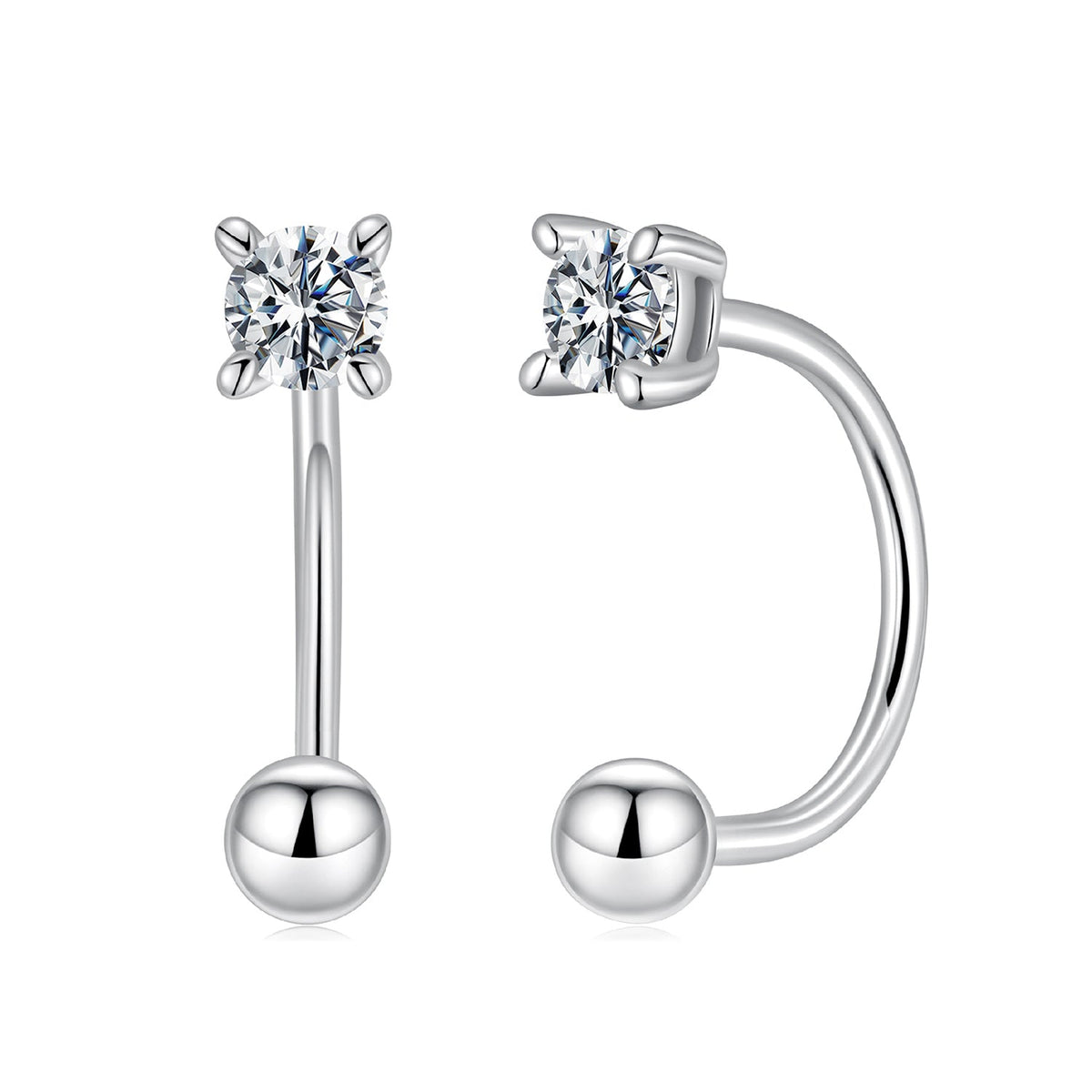 Sterling silver moissanite earrings by Bids.com, 0.1ct round stones in prong settings, 1.3 cm on Tampa Home & Garden Store