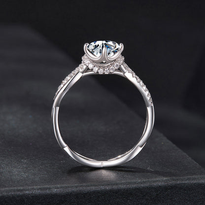 925 Sterling Silver Moissanite Ring with pavé setting, size 7, for women by Bids.com on Tampa Home & Garden Store