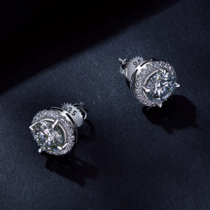 Pair of 925 moissanite stud earrings, 1ct total in a 10mm pavé halo setting by Bids.com on Tampa Home & Garden Store