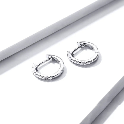 Hoop earrings 925 sterling silver pavé CZ, 1.3cm, by Bids.com, pair on Tampa Home & Garden Store