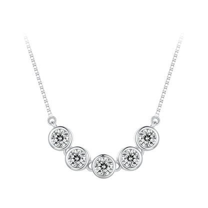925 Sterling Silver 4mm Moissanite necklace by Bids.com with five round bezel-set stones on Tampa Home & Garden Store