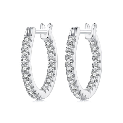 925 Sterling Silver Hoop Earrings with pavé CZs in white gold finish on Tampa Home & Garden Store
