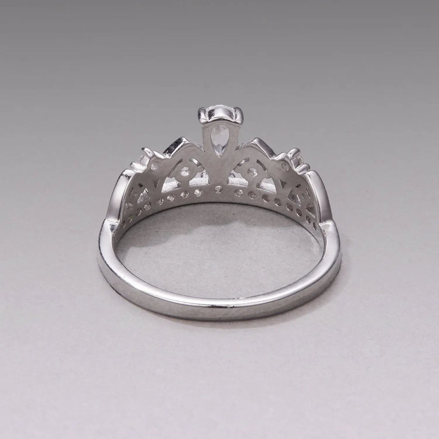 Sterling silver pavé CZ ring by Bids.com, white gold plated, size 6, crown filigree setting on Tampa Home & Garden Store