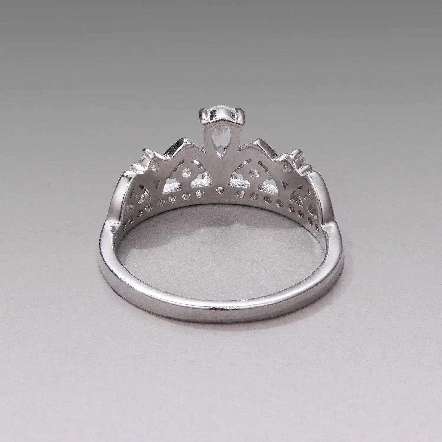 Sterling silver pavé CZ ring by Bids.com, white gold plated, size 6, crown filigree setting on Tampa Home & Garden Store