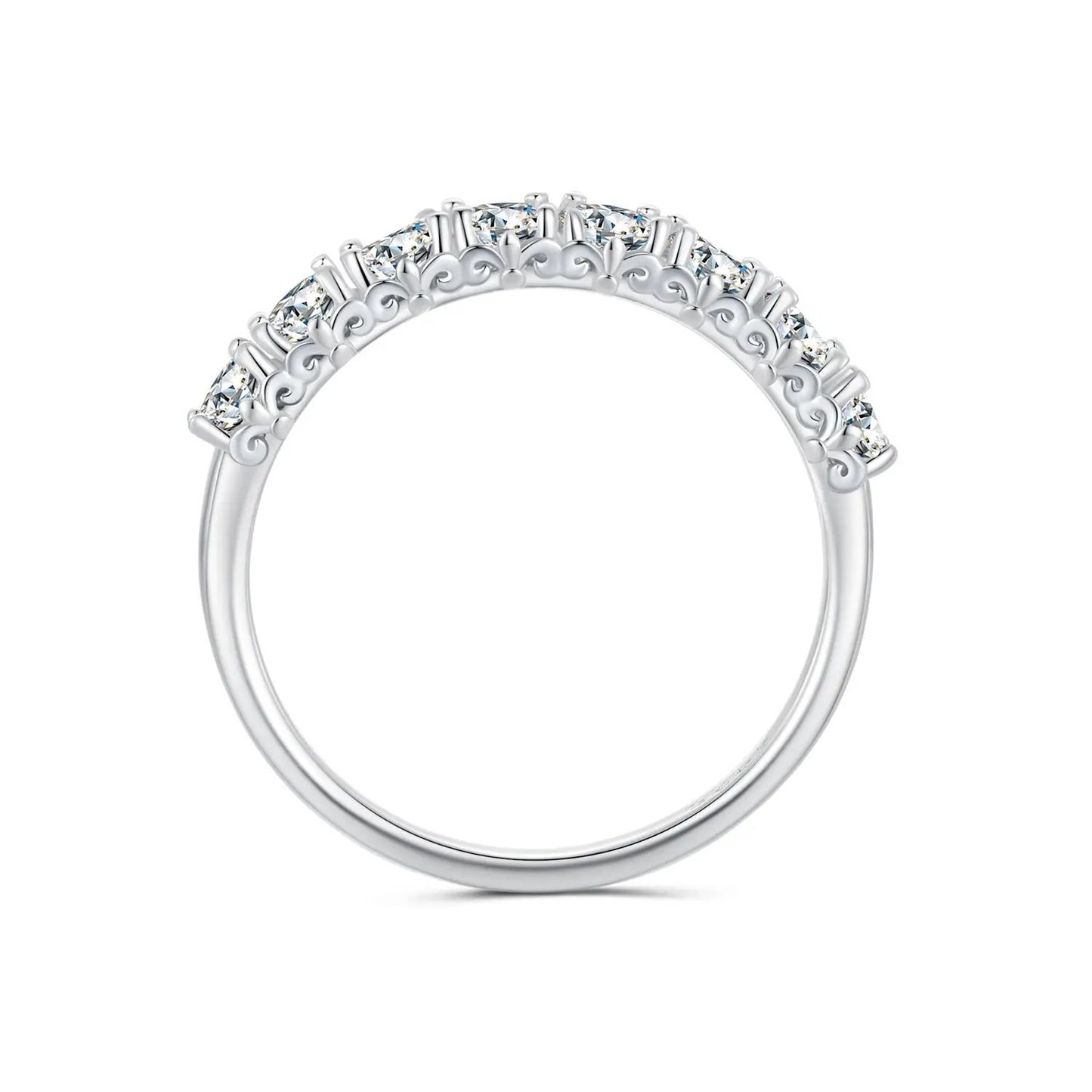 925 Sterling Silver Plated Moissanite Ring Size 5 for Women by Bids.com with row of stones on Tampa Home & Garden Store