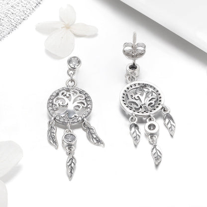 Earrings 925 Sterling Silver Oxidized Pavé CZ by Bids.com round filigree hoop with leaf charms on Tampa Home & Garden Store