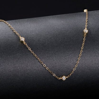 Moissanite necklace, adjustable chain with bezel-set stones, gold-tone finish by Bids.com on Tampa Home & Garden Store