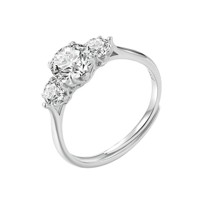 Sterling silver moissanite three-stone ring, 6.5mm center stone (1ct), size E, Bids.com on Tampa Home & Garden Store