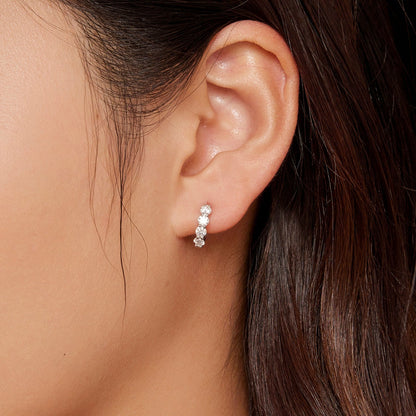 Earrings 925 Sterling Silver Moissanite 0.1ct platinum plated three-stone vertical drop on Tampa Home & Garden Store