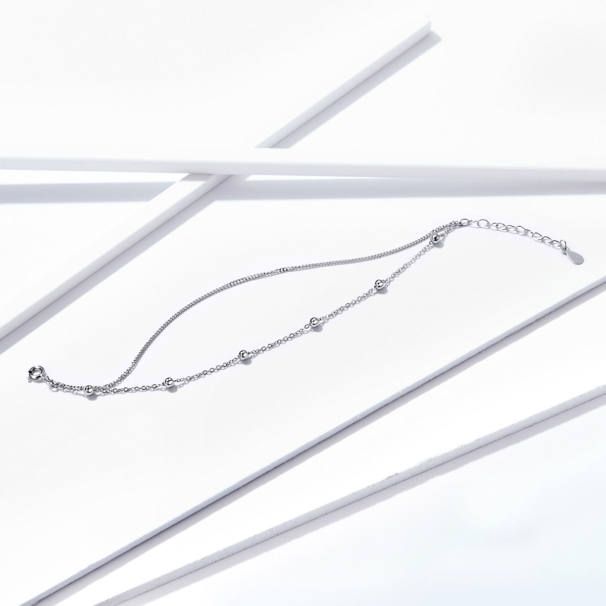 925 Sterling Silver Adjustable 19cm Bracelet for Women by Bids.com with bead accents on Tampa Home & Garden Store