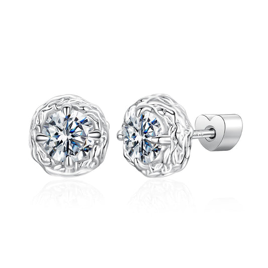 Pair of 925 Sterling Silver 0.5ct Moissanite Earrings with ornate halo setting by Bids.com on Tampa Home & Garden Store