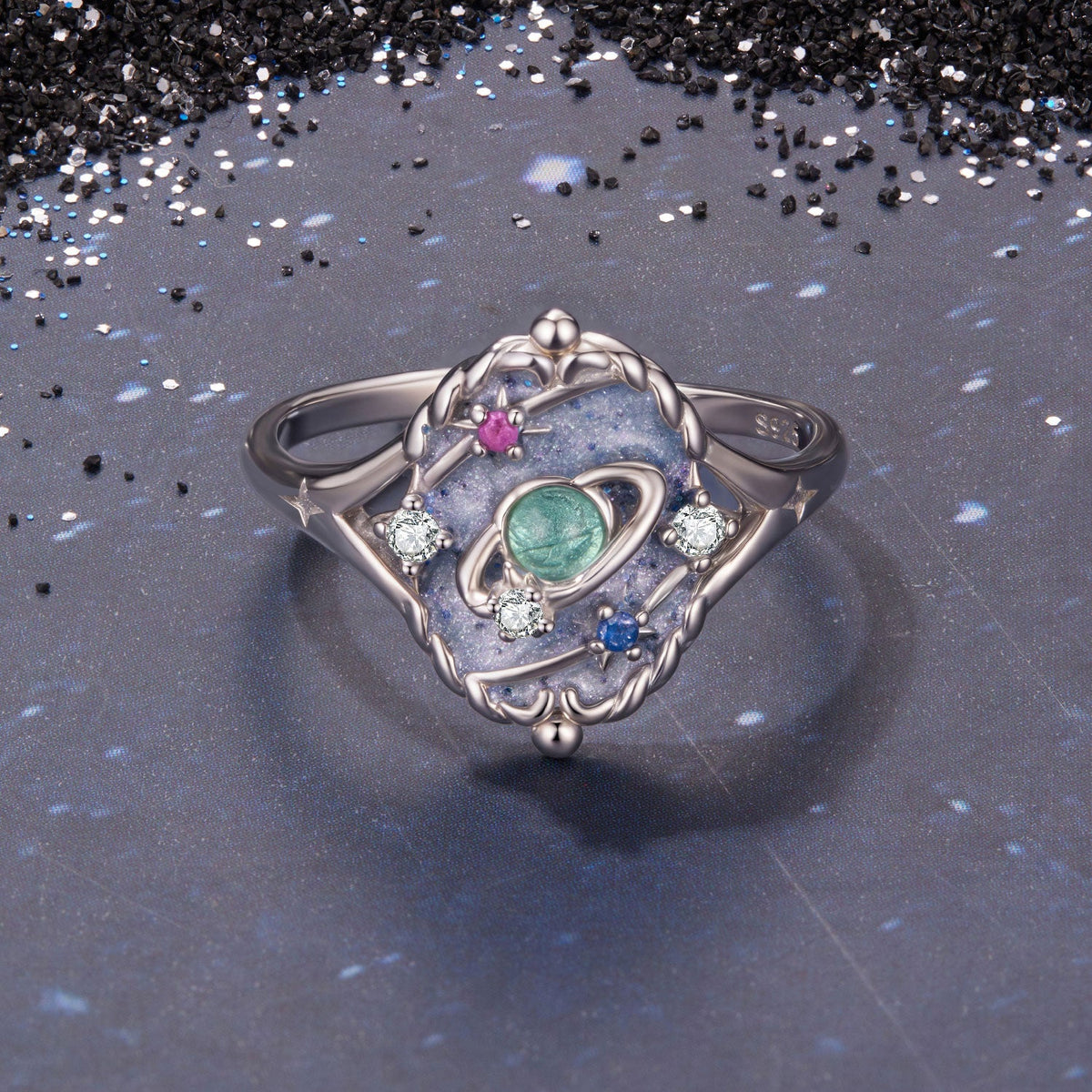 Sterling silver pendant 1.5x1.2 cm with enamel and CZs, green gemstone centerpiece on Tampa Home & Garden Store